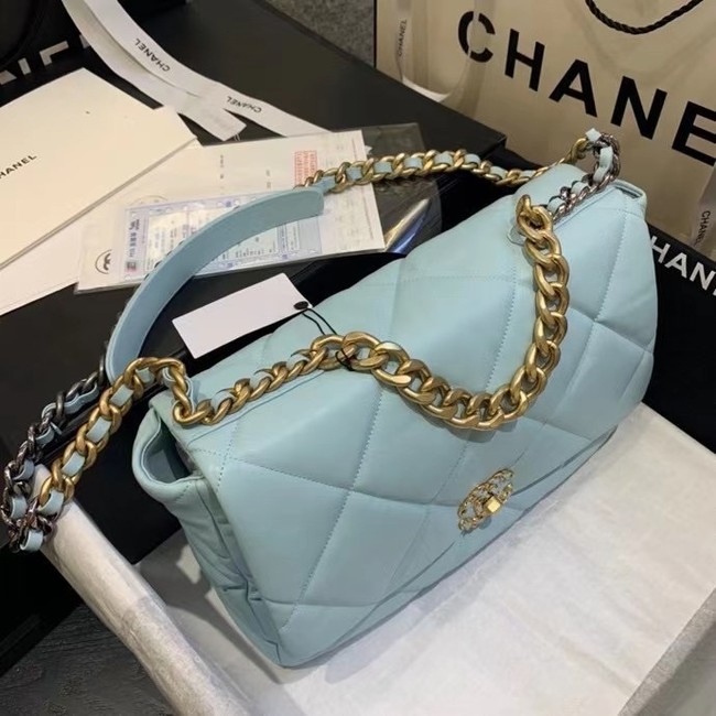 chanel 19 large flap bag AS1162 sky blue