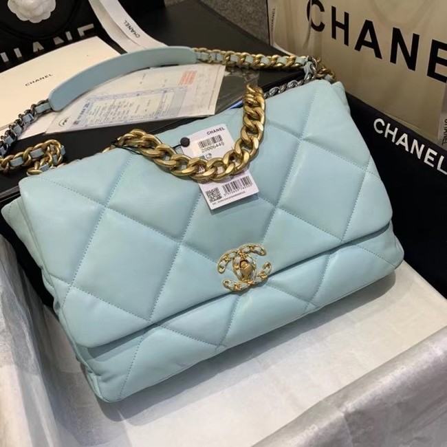 chanel 19 large flap bag AS1162 sky blue