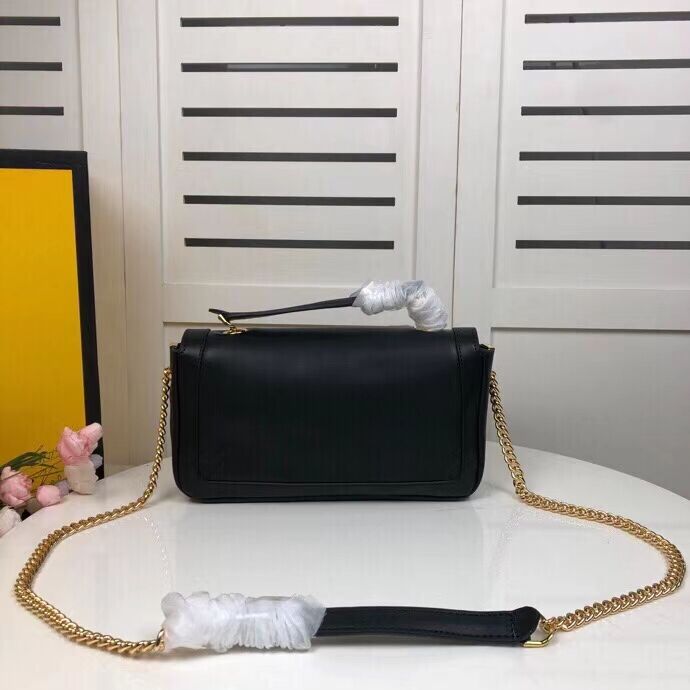 FENDI BAGUETTE CHAIN Black nappa leather bag 8BR783A