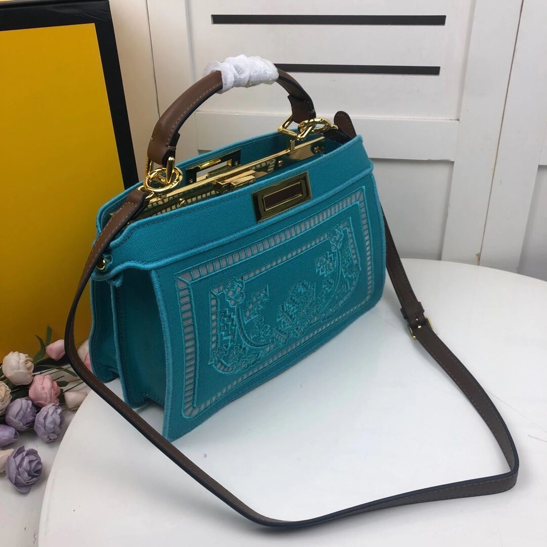 FENDI PEEKABOO ICONIC with sky blue embroidery decoration F6509