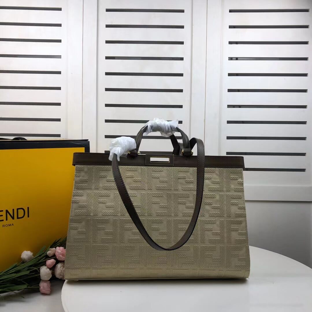 FENDI PEEKABOO X-TOTE canvas bag 8BH374A beige