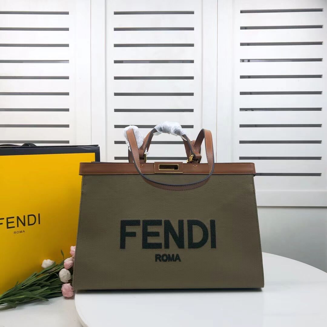 FENDI PEEKABOO X-TOTE canvas bag 8BH374B green