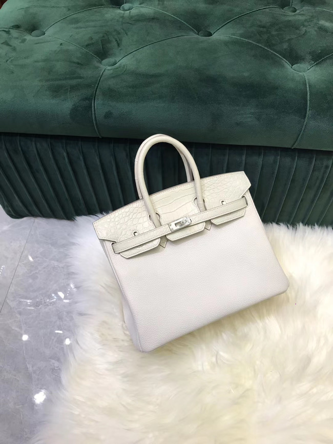 Hermes Birkin Bag Original Leather crocodile togo HBK2530 &white