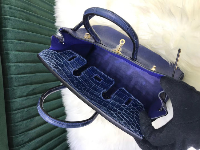 Hermes Birkin Bag Original Leather crocodile togo HBK2530 Blue