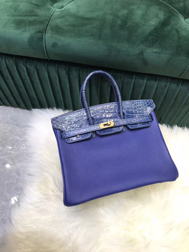 Hermes Birkin Bag Original Leather crocodile togo HBK2530 Blue