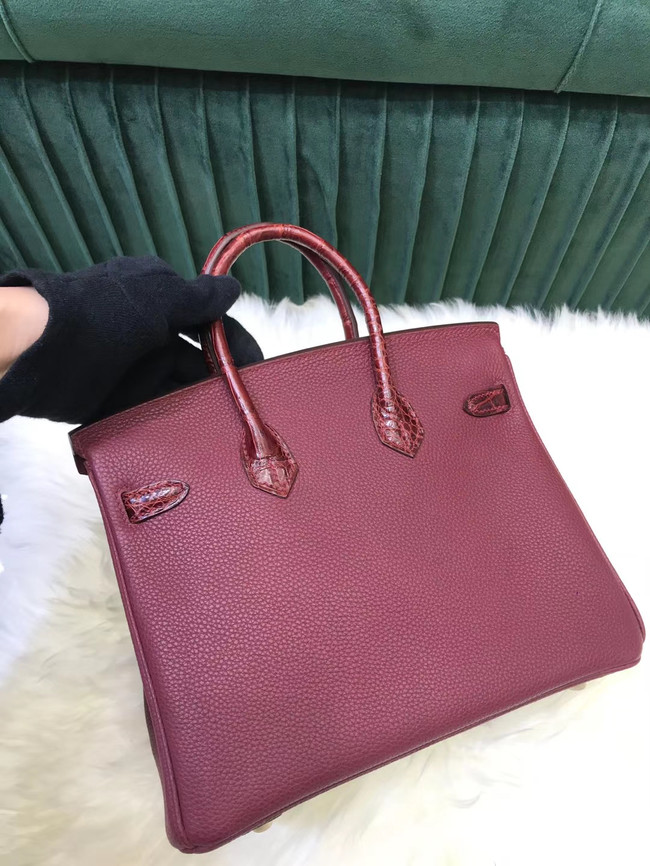 Hermes Birkin Bag Original Leather crocodile togo HBK2530 Burgundy