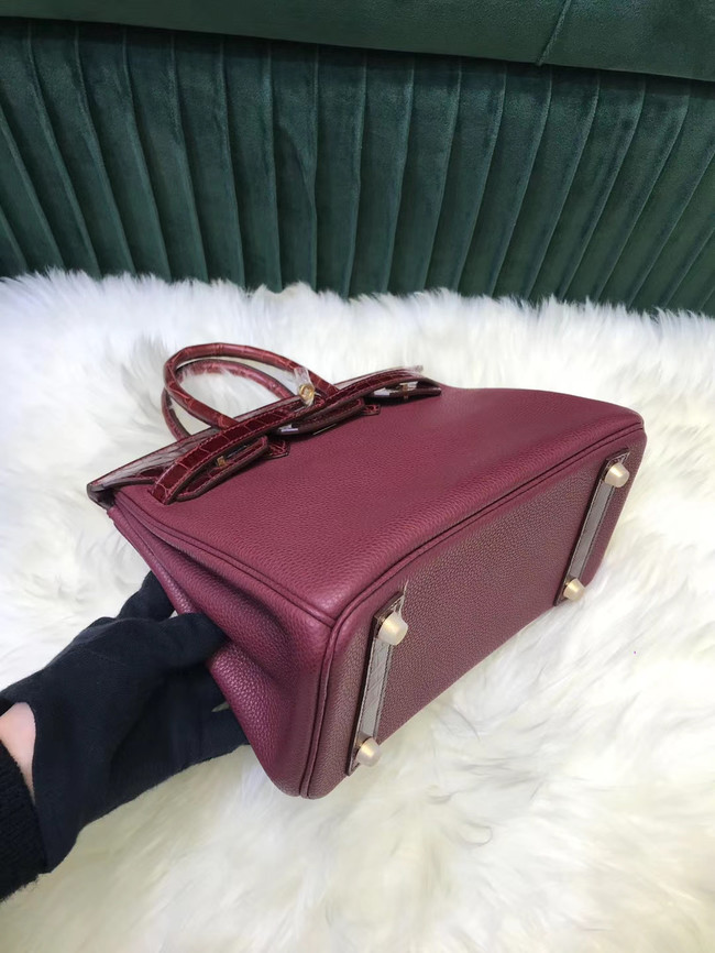 Hermes Birkin Bag Original Leather crocodile togo HBK2530 Burgundy