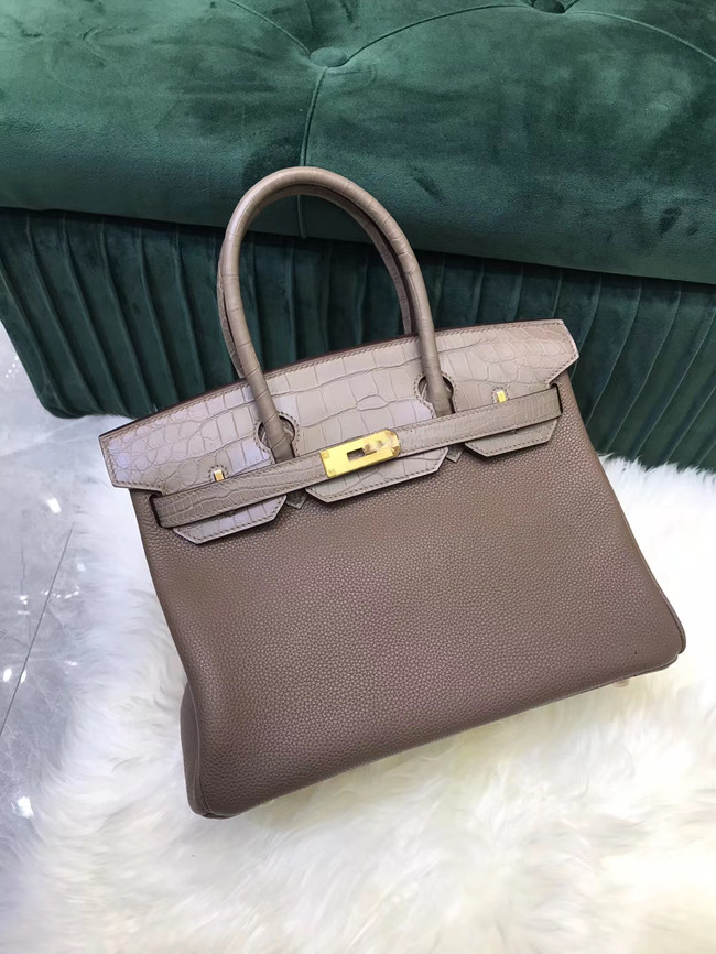 Hermes Birkin Bag Original Leather crocodile togo HBK2530 gray