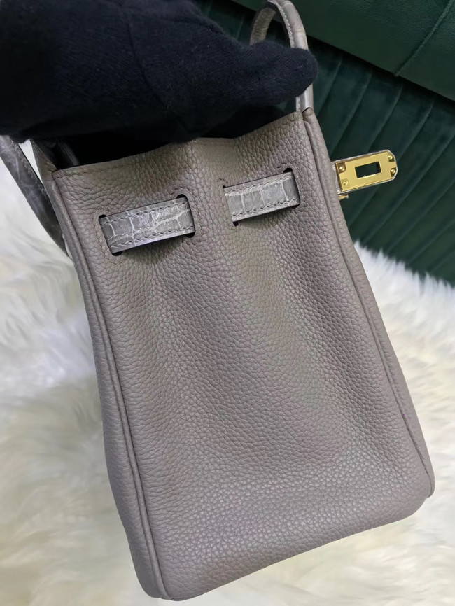 Hermes Birkin Bag Original Leather crocodile togo HBK2530 light gray