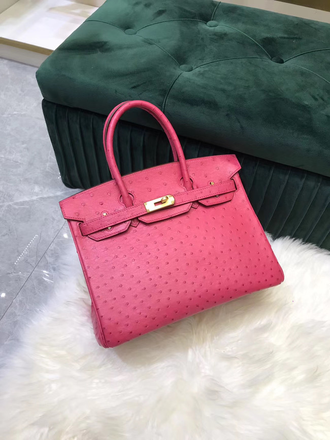 Hermes Birkin Bag Original Leather Ostrich skin HBK2530 rose