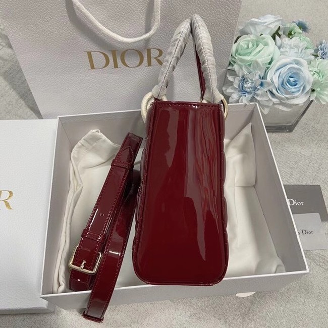 SMALL LADY DIOR BAG Red Patent Calfskin M0531