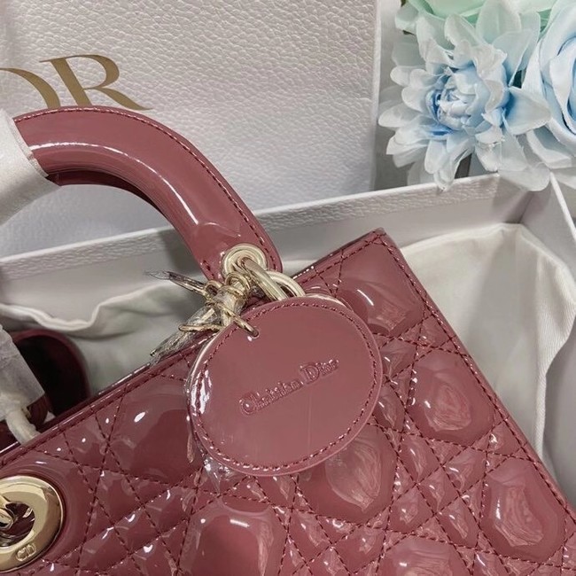 SMALL LADY DIOR BAG Rose Des Vents Patent Calfskin M0531