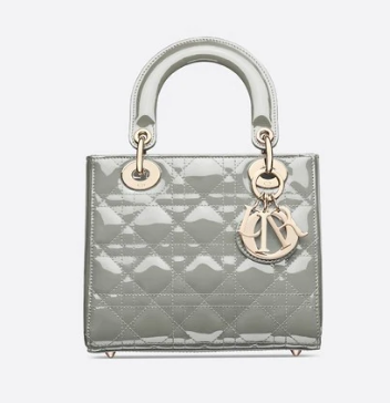 SMALL LADY DIOR BAG gray Patent Calfskin M0531