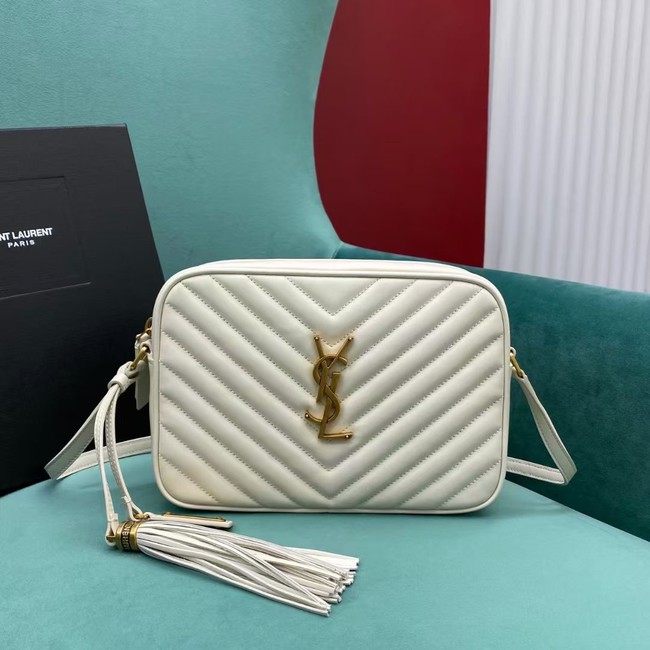 Yves Saint Laurent LOU CAMERA BAG IN QUILTED LEATHER 612544 white