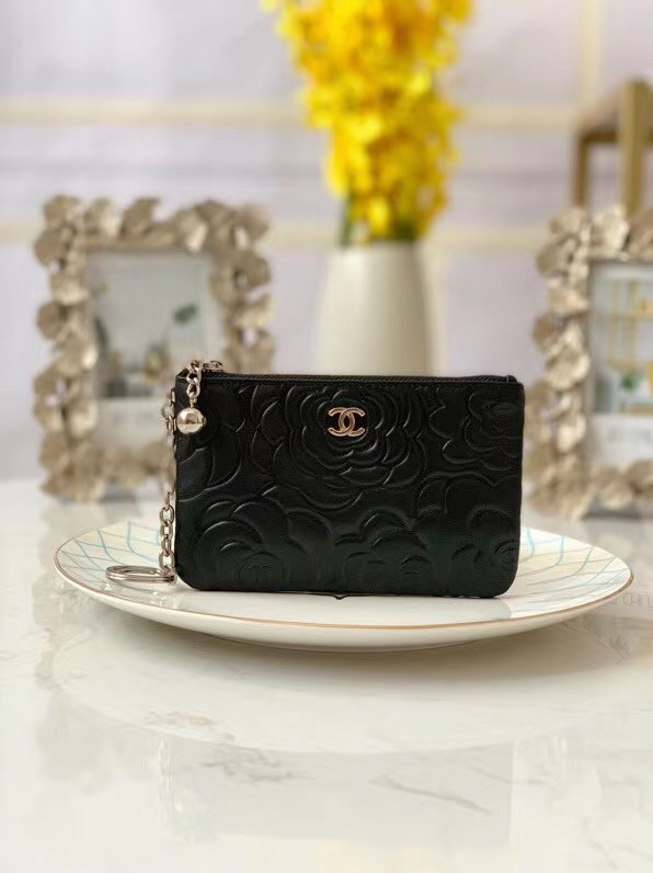 Chanel zipped wallet Goatskin AP31504-1 Black