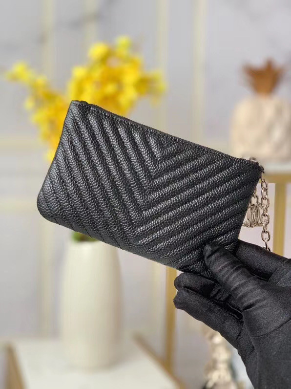 Chanel zipped wallet Goatskin AP31504-2 Black