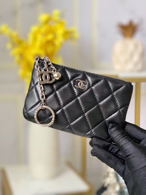 Chanel zipped wallet Goatskin AP31504-5 Black