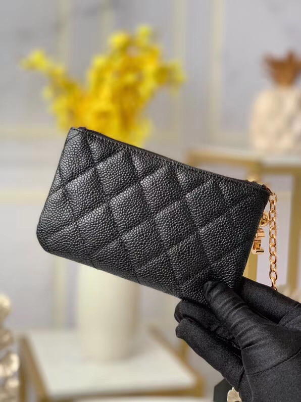 Chanel zipped wallet Goatskin AP31504-6 Black