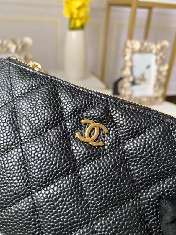 Chanel zipped wallet Goatskin AP31504-6 Black