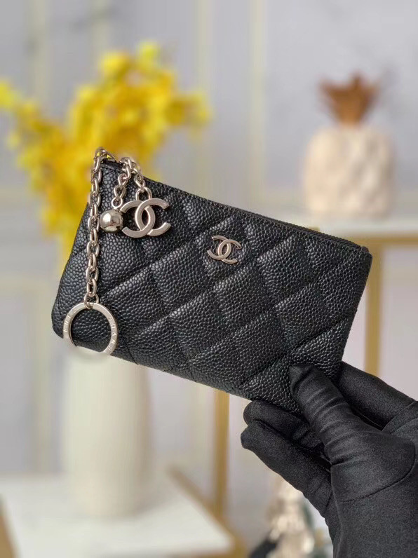 Chanel zipped wallet Goatskin AP31504-7 Black