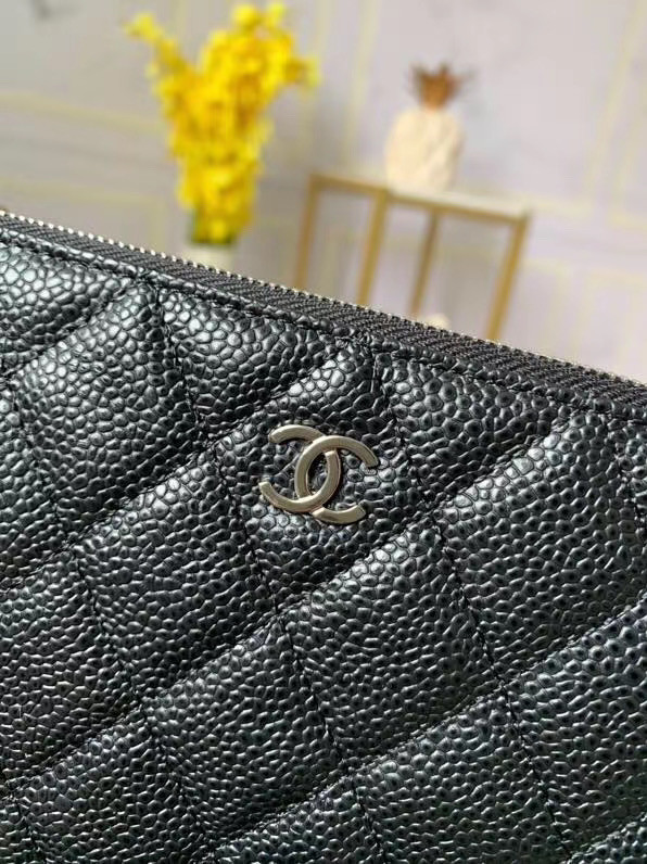 Chanel zipped wallet Goatskin AP31504-7 Black