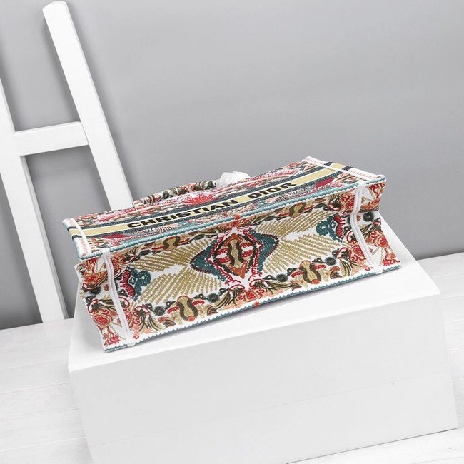 DIOR BOOK TOTE Latte Multicolor Dior Zodiac Embroidery M1287Z-1