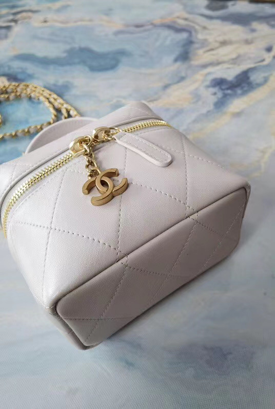 Chanel Lambskin Crystal Calfskin & Gold-Tone Metal AS1889 white