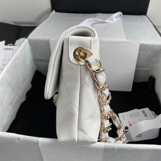 Chanel flap bag Lambskin & Gold-Tone Metal AS2299 White