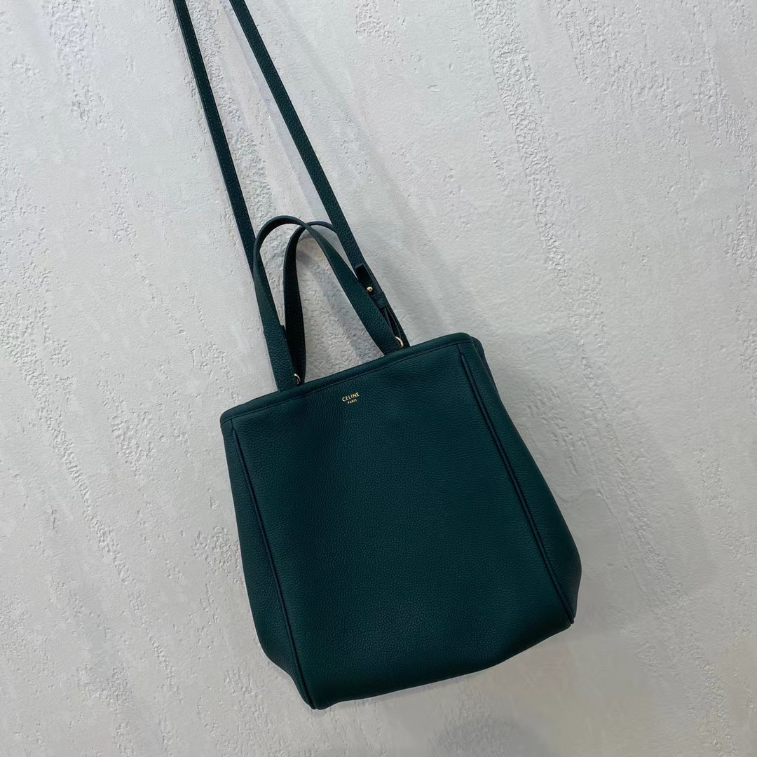 Celine LARGE SOFT BAG IN SUPPLE GRAINED CALFSKIN 55825 blackish green