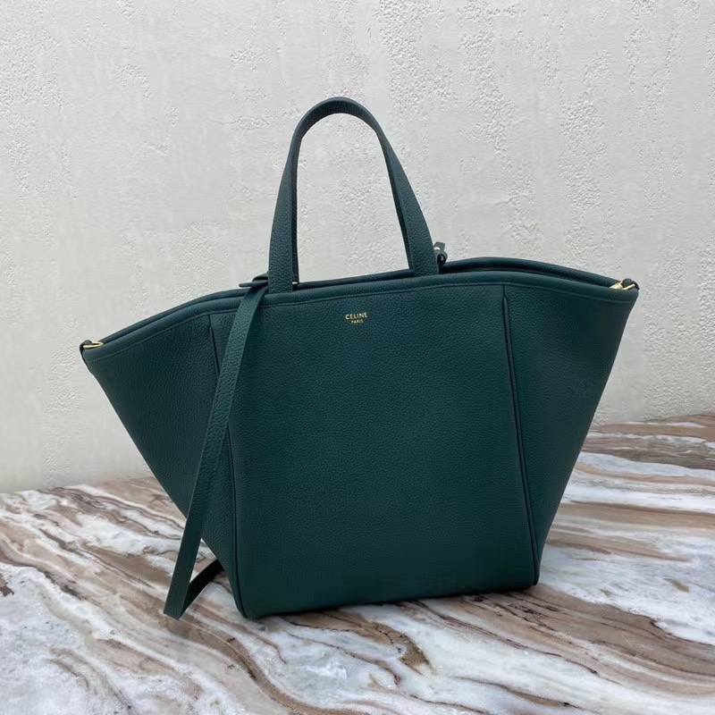 Celine LARGE SOFT BAG IN SUPPLE GRAINED CALFSKIN 55825 blackish green