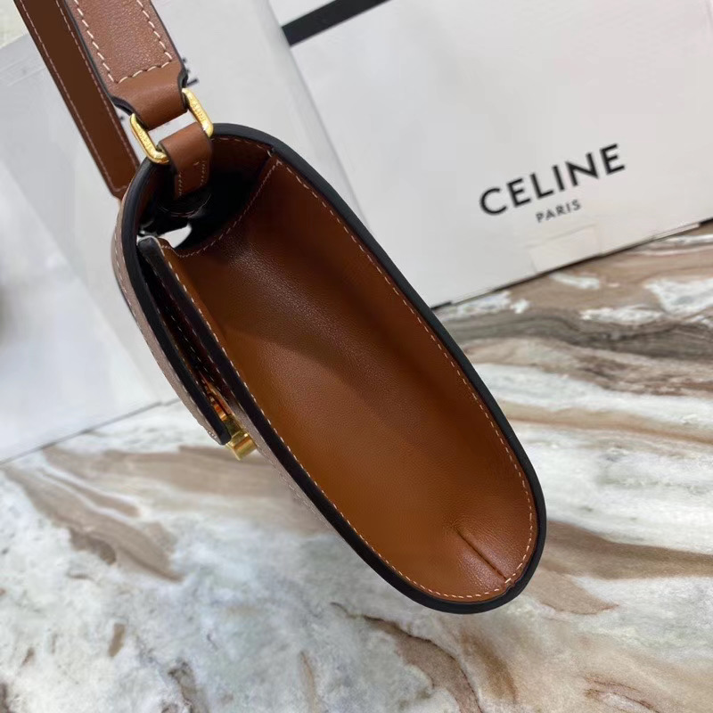 Celine TEEN TRIOMPHE BAG IN SHINY CALFSKIN 195263 brown