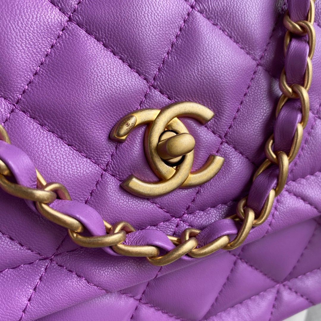 Chanel Flap Bag Sheepskin & Gold-Tone Metal AP1737 Purple