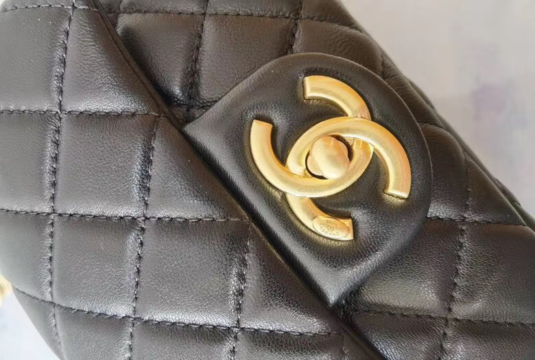 Chanel flap bag Lambskin Resin & Gold-Tone Metal AS2379 Black