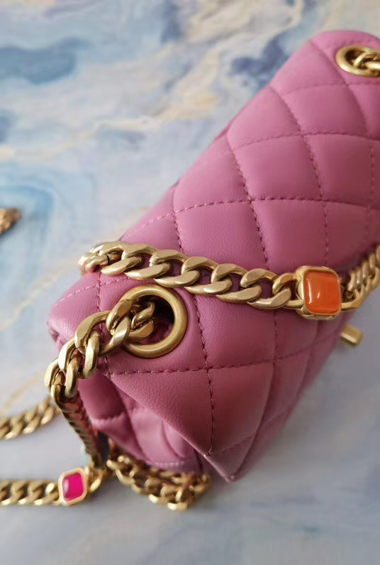 Chanel flap bag Lambskin Resin & Gold-Tone Metal AS2379 Pink