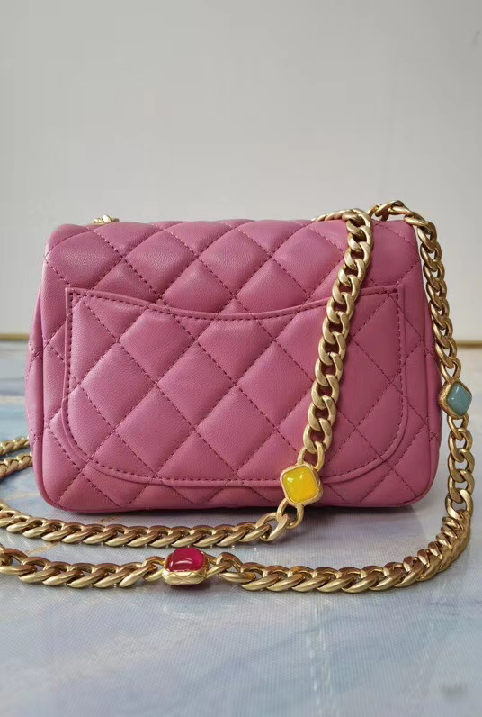 Chanel flap bag Lambskin Resin & Gold-Tone Metal AS2379 Pink