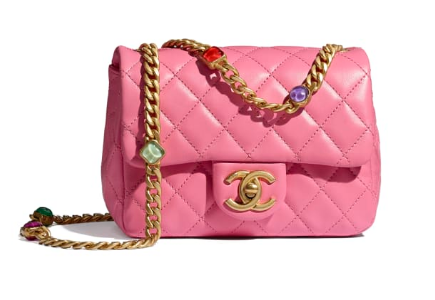 Chanel flap bag Lambskin Resin & Gold-Tone Metal AS2379 Pink