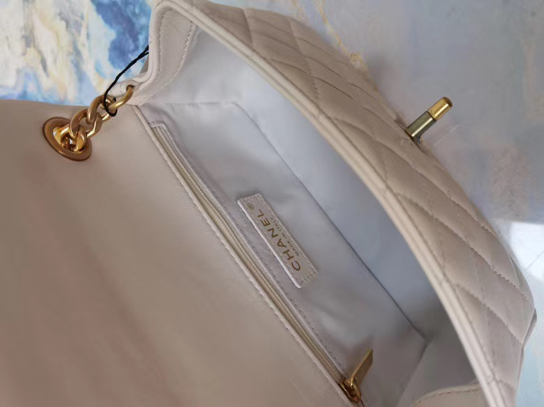 Chanel flap bag Lambskin Resin & Gold-Tone Metal AS2380 white