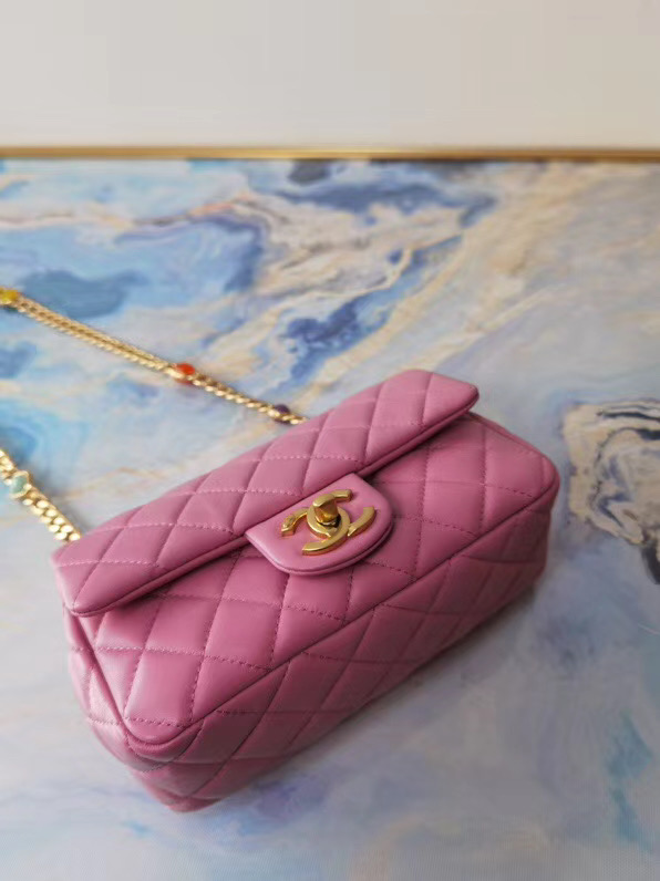 Chanel flap bag Lambskin Resin & Gold-Tone Metal AS2380 Pink