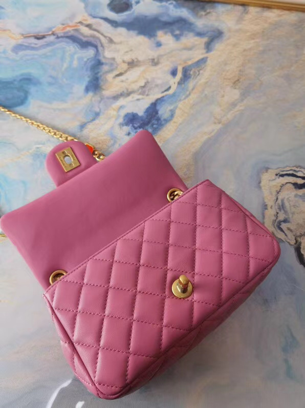 Chanel flap bag Lambskin Resin & Gold-Tone Metal AS2380 Pink