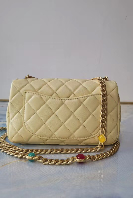 Chanel flap bag Lambskin Resin & Gold-Tone Metal AS2380 Yellow