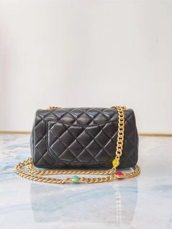 Chanel flap bag Lambskin Resin & Gold-Tone Metal AS2380 black