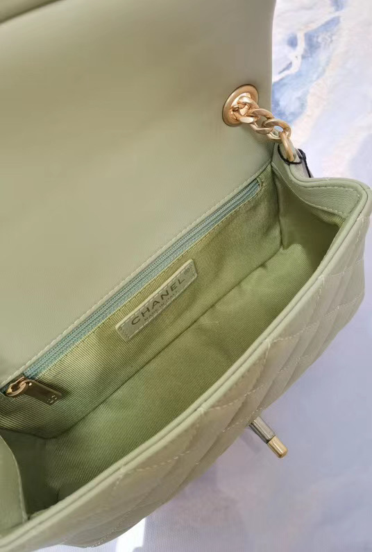 Chanel flap bag Lambskin Resin & Gold-Tone Metal AS2380 light green