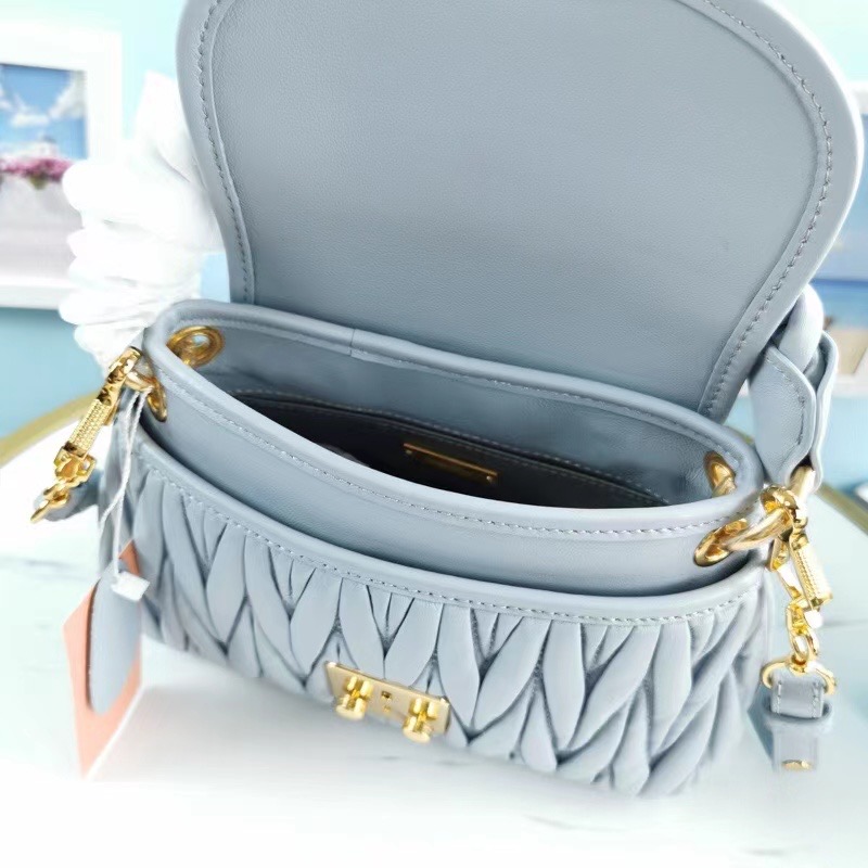 miu miu Matelasse Nappa Leather Top-handle Bag 6998 light blue