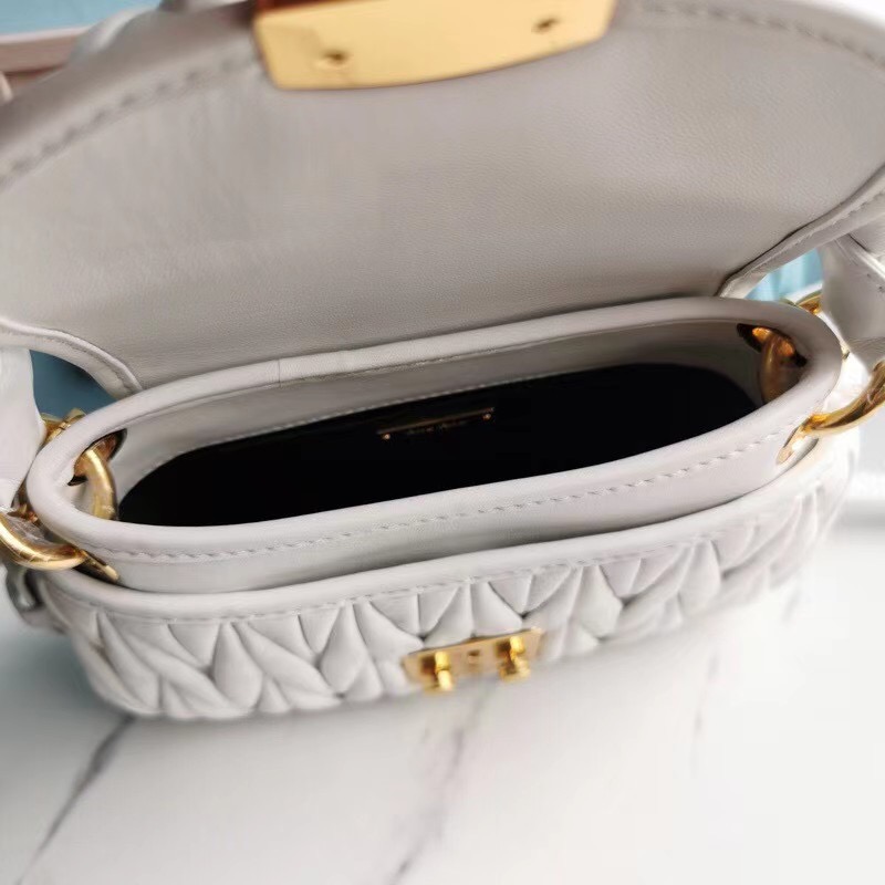 miu miu Matelasse Nappa Leather Top-handle Bag 6998 white