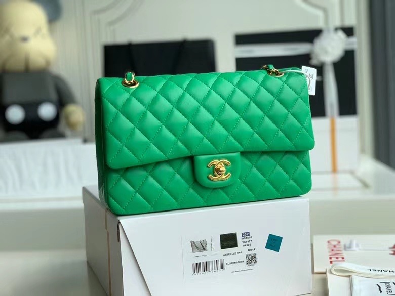 Chanel Flap Shoulder Bag Original Sheepskin leather A1112 Green