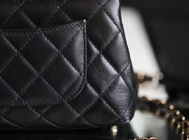 chanel mini flap bag with top handle AS2215 black