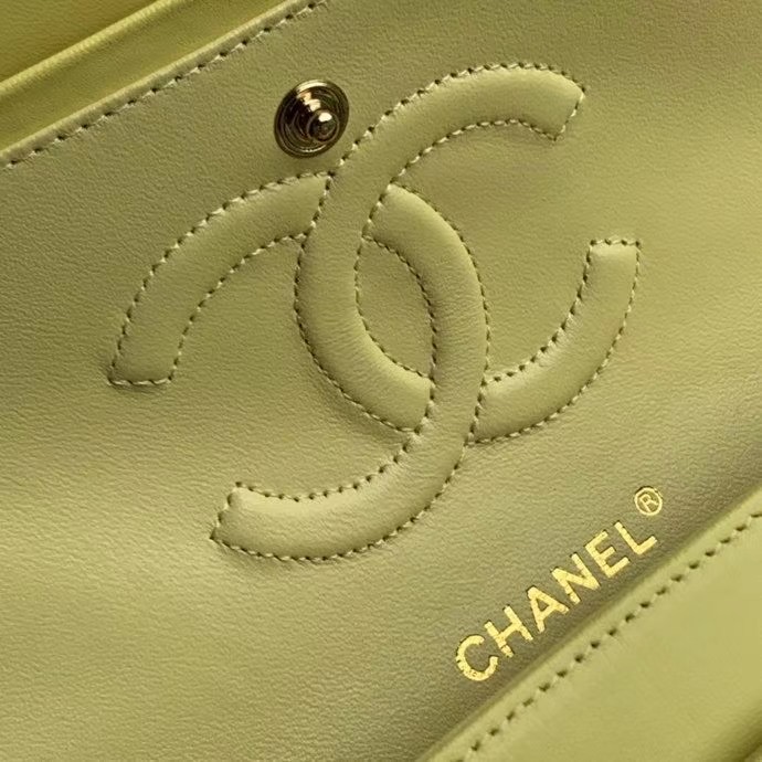 chanel classic handbag Lambskin & gold Metal A01112 lemon