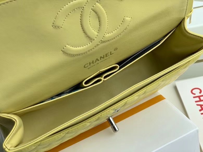 chanel classic handbag Lambskin & silver Metal A01112 lemon