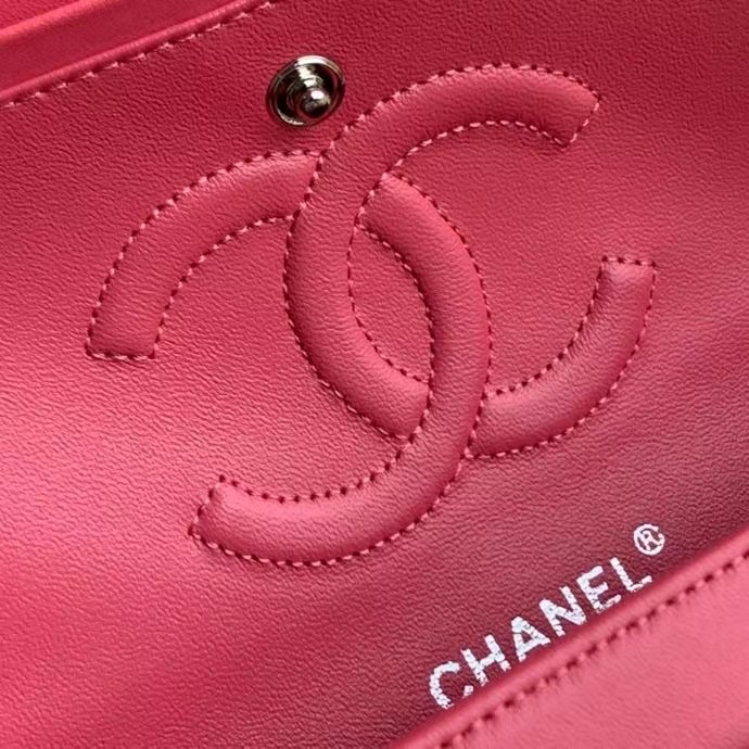 chanel classic handbag Lambskin & silver Metal A01112 pink