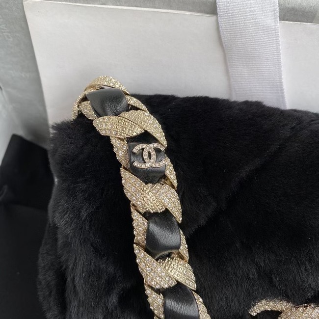 Chanel flap bag Shearling Lambskin Strass & Gold-Tone Metal AS2240 black